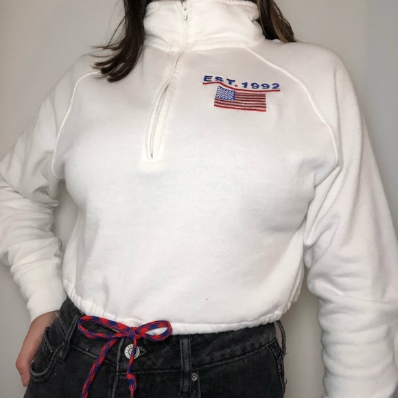 forever 21 white zip up drawstring top - Picture 3 of 5